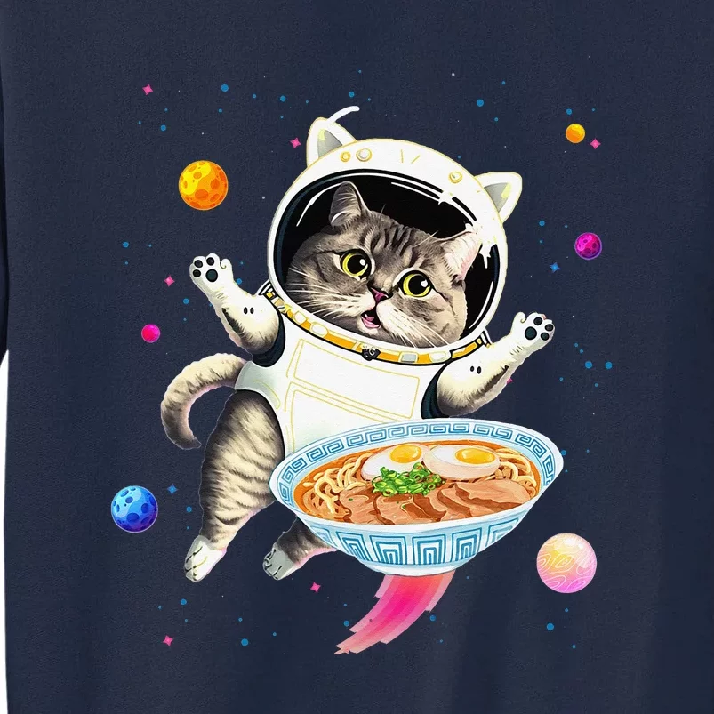 Astronaut Cat In Space With Ramen Noodles Galaxy Cat Tall Sweatshirt