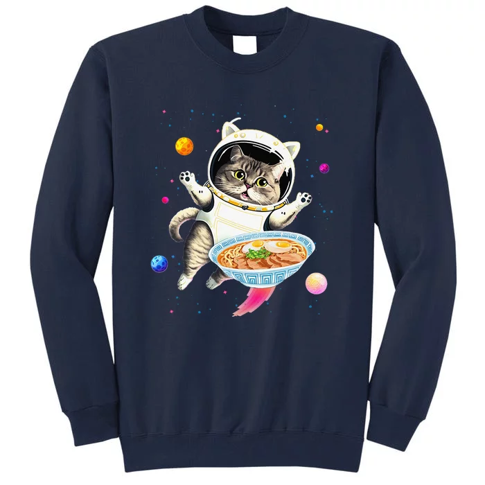 Astronaut Cat In Space With Ramen Noodles Galaxy Cat Tall Sweatshirt