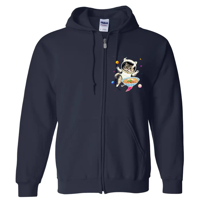 Astronaut Cat In Space With Ramen Noodles Galaxy Cat Full Zip Hoodie