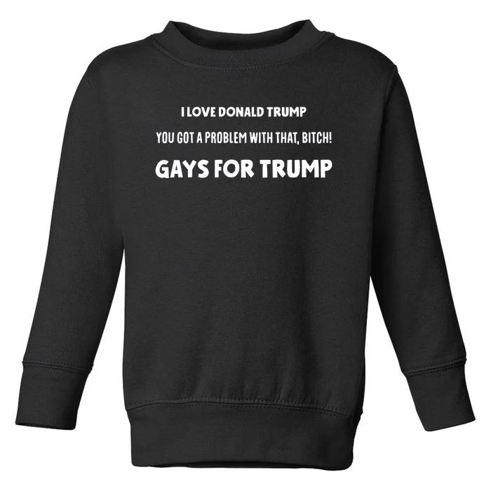 Art Candee I Love Donald Trump You Got A Problem With That Bitch Gays For Trump Toddler Sweatshirt