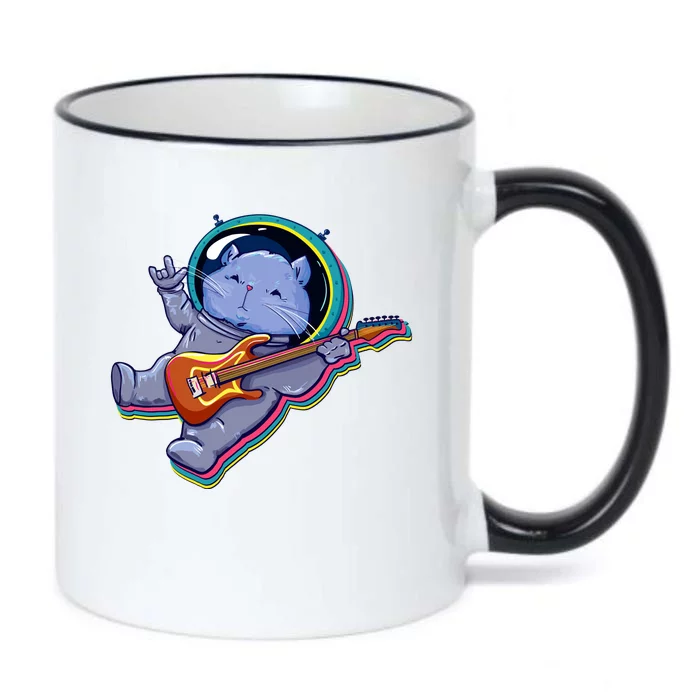 Astronaut Cat In Space Guitar Black Color Changing Mug