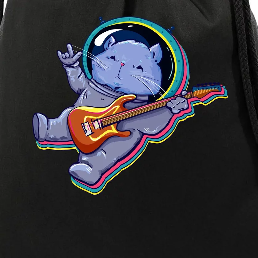 Astronaut Cat In Space Guitar Drawstring Bag