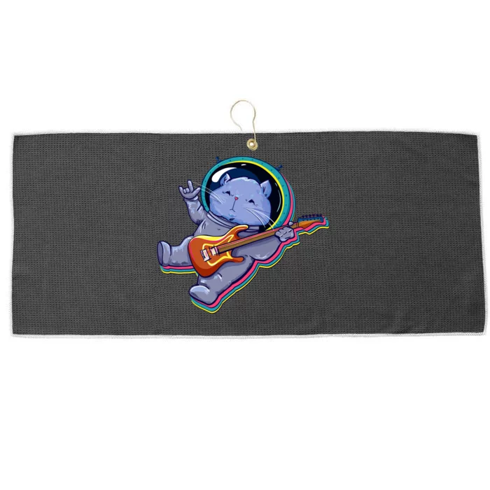 Astronaut Cat In Space Guitar Large Microfiber Waffle Golf Towel