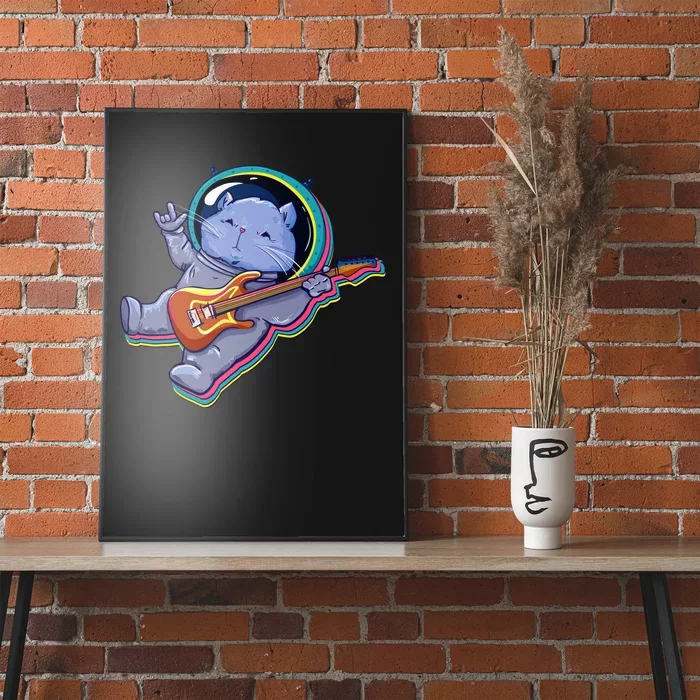 Astronaut Cat In Space Guitar Poster