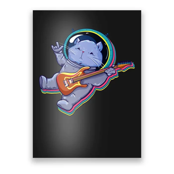 Astronaut Cat In Space Guitar Poster