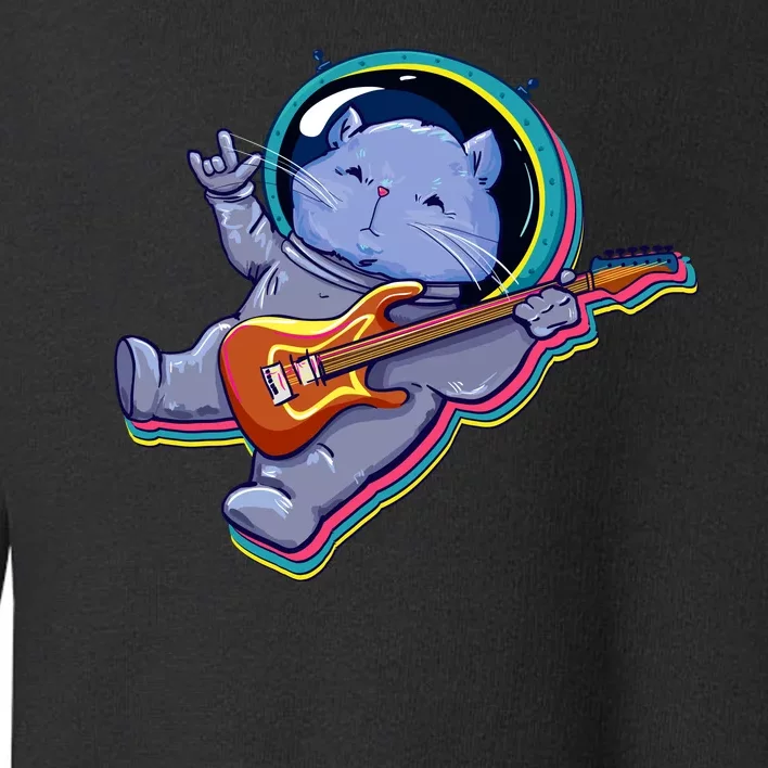 Astronaut Cat In Space Guitar Toddler Sweatshirt