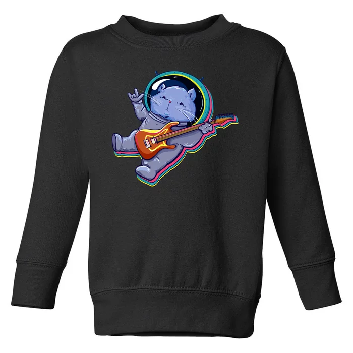 Astronaut Cat In Space Guitar Toddler Sweatshirt