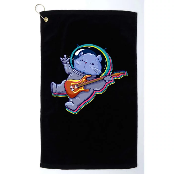 Astronaut Cat In Space Guitar Platinum Collection Golf Towel