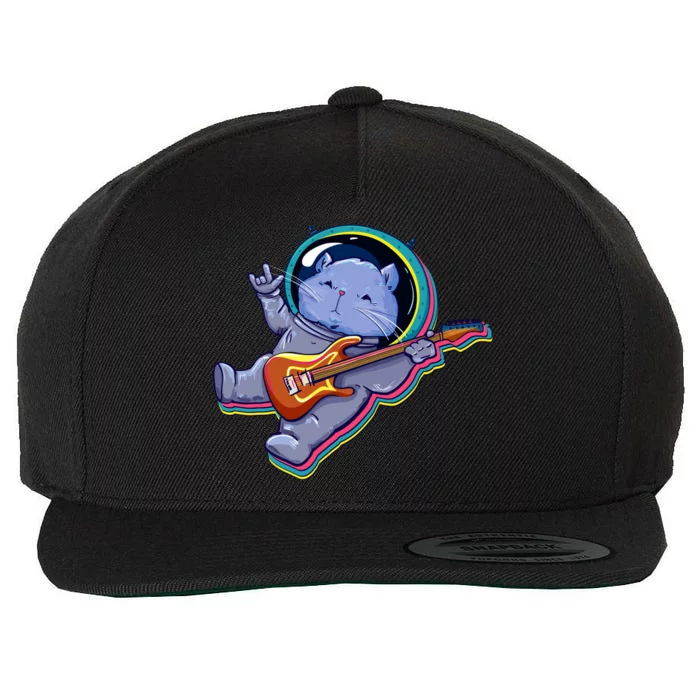 Astronaut Cat In Space Guitar Wool Snapback Cap