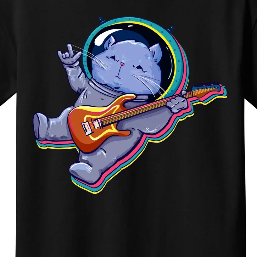 Astronaut Cat In Space Guitar Kids T-Shirt