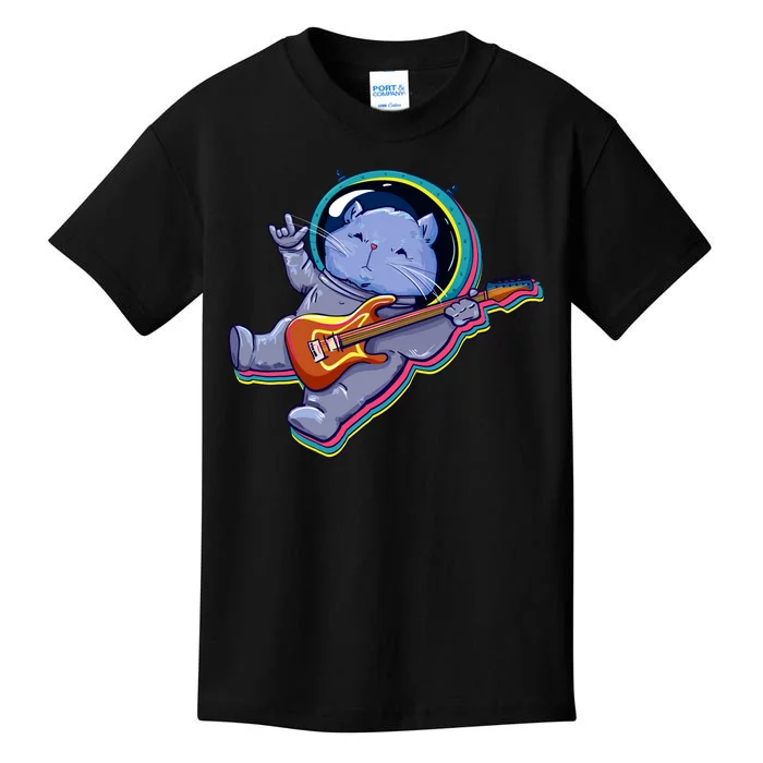 Astronaut Cat In Space Guitar Kids T-Shirt