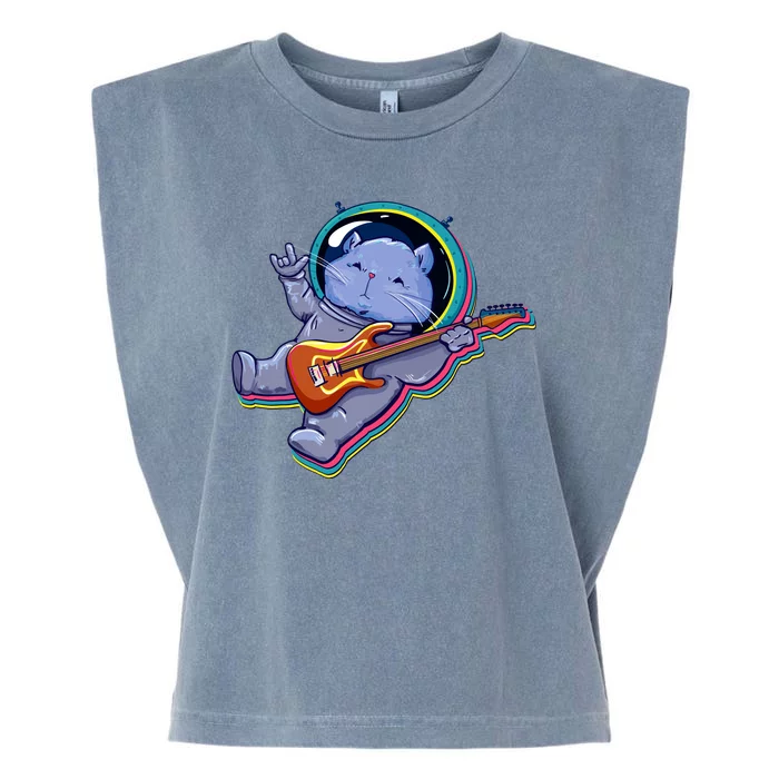 Astronaut Cat In Space Guitar Garment-Dyed Women's Muscle Tee