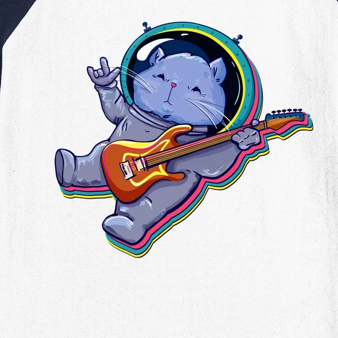 Astronaut Cat In Space Guitar Baseball Sleeve Shirt