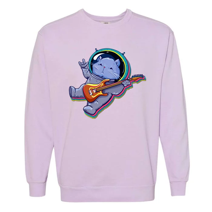 Astronaut Cat In Space Guitar Garment-Dyed Sweatshirt