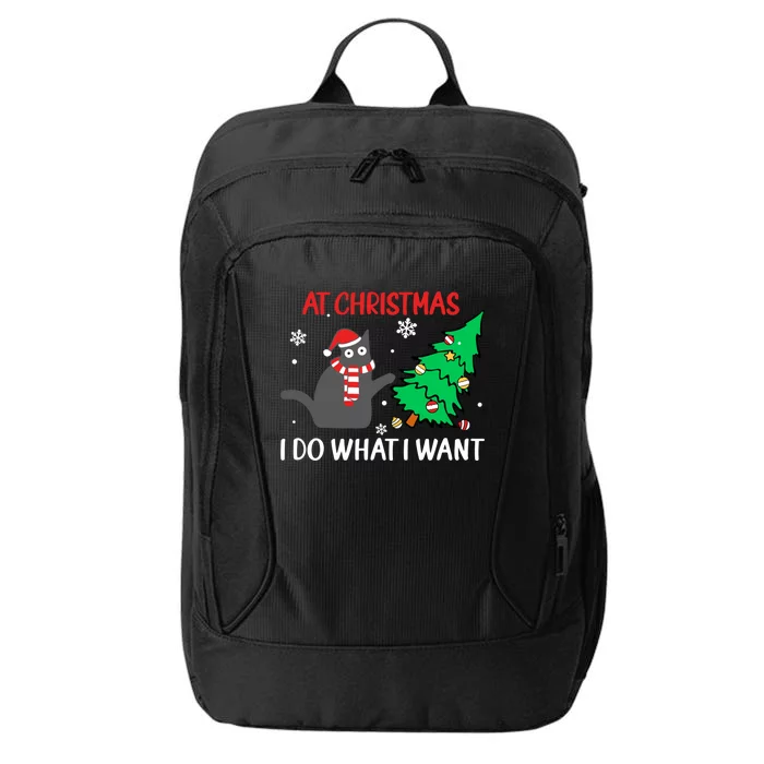 At Christmas I Do What I Want Black Cat Xmas Tree Cute Gift City Backpack