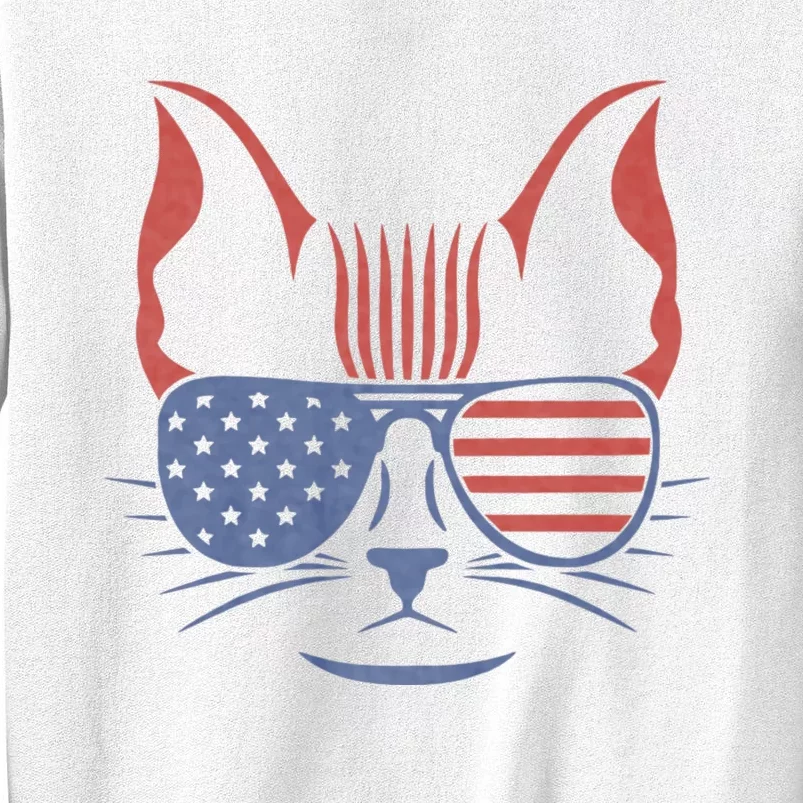 American Cat Is Symbol On American Patriotic 4th Of July Usa American Flag Sweatshirt