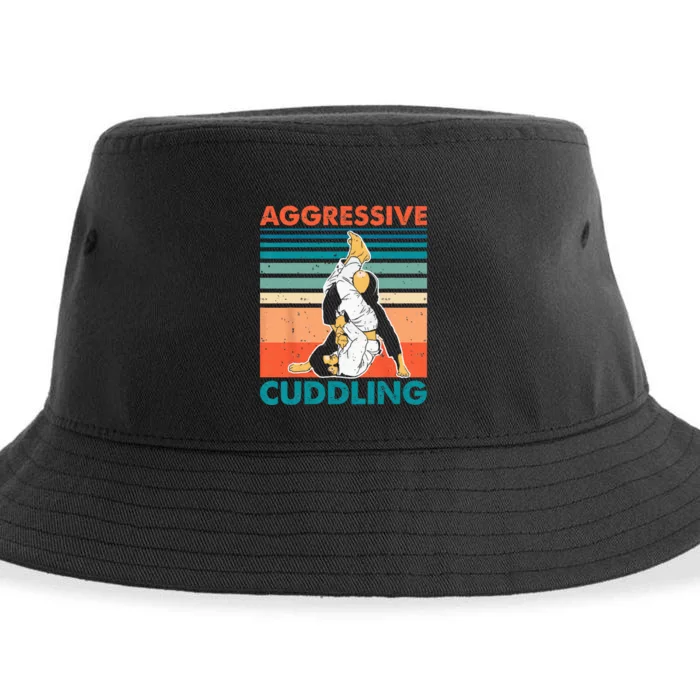 Aggressive Cuddling Jiu Jitsu Funny Retro Brazilian BJJ Sustainable Bucket Hat