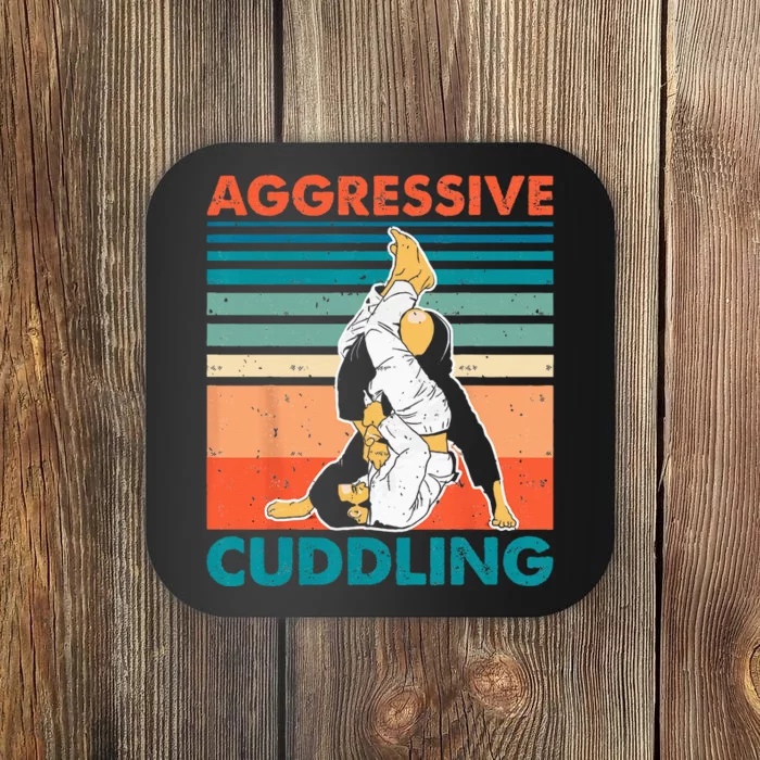 Aggressive Cuddling Jiu Jitsu Funny Retro Brazilian BJJ Coaster