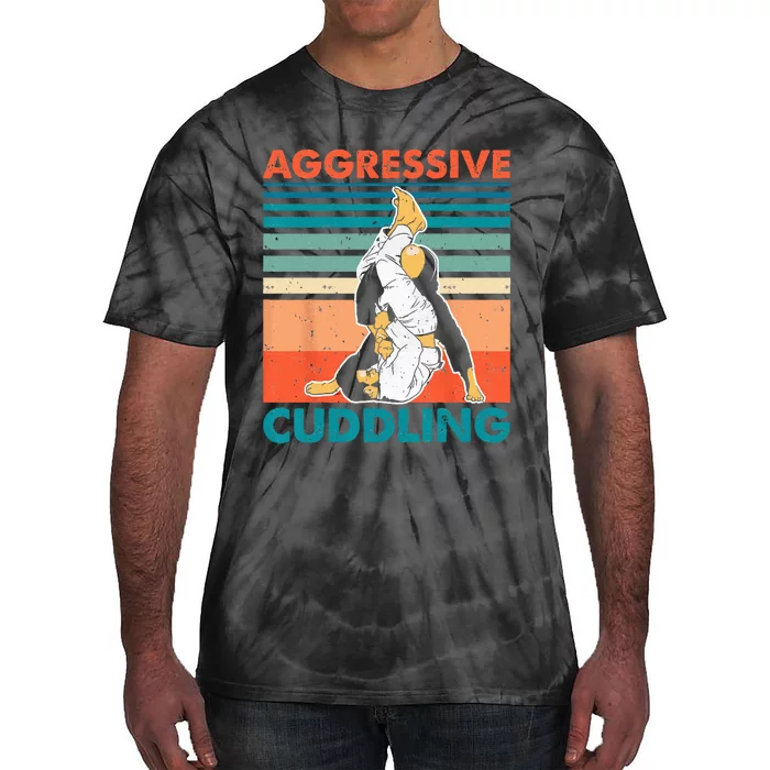 Aggressive Cuddling Jiu Jitsu Funny Retro Brazilian BJJ Tie-Dye T-Shirt