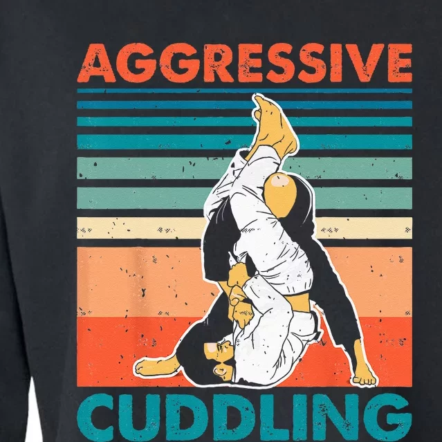 Aggressive Cuddling Jiu Jitsu Funny Retro Brazilian BJJ Cropped Pullover Crew