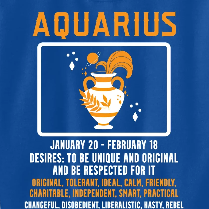 Aquarius Constellation January February Zodiac Sign Meaningful Gift Kids Sweatshirt