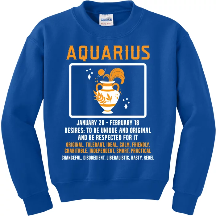 Aquarius Constellation January February Zodiac Sign Meaningful Gift Kids Sweatshirt