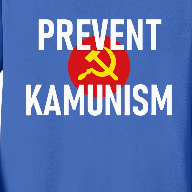 Anti Communist Kamala Harris Prevent Kamunism Kids Long Sleeve Shirt