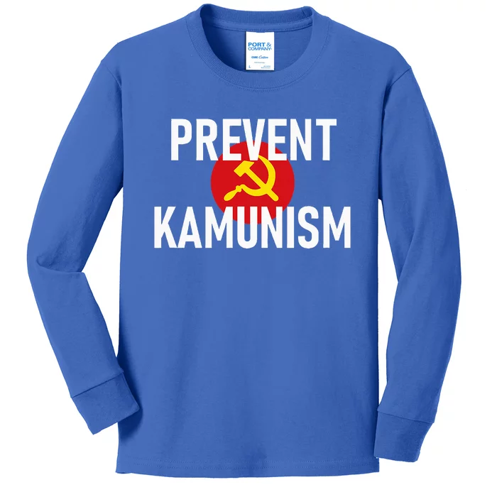 Anti Communist Kamala Harris Prevent Kamunism Kids Long Sleeve Shirt