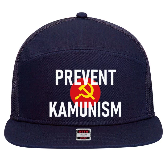 Anti Communist Kamala Harris Prevent Kamunism 7 Panel Mesh Trucker Snapback Hat