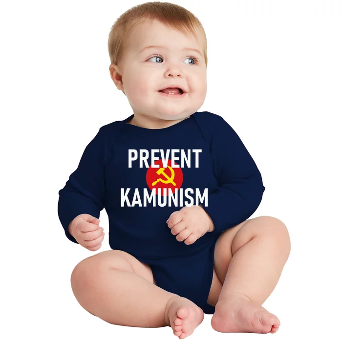 Anti Communist Kamala Harris Prevent Kamunism Baby Long Sleeve Bodysuit