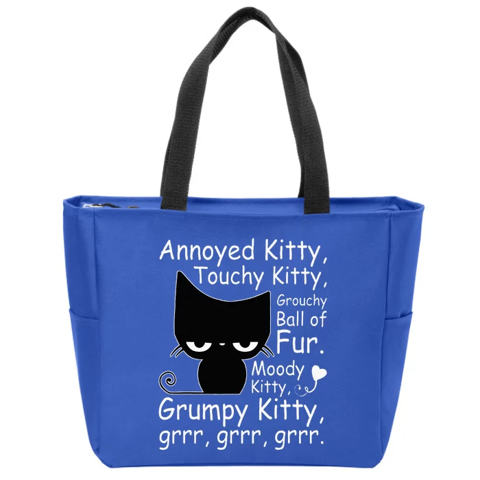 Angry Cat Kitten Lover Funny Attitude Fur Pet Owner Zip Tote Bag