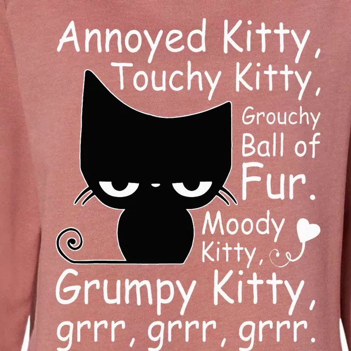 Angry Cat Kitten Lover Funny Attitude Fur Pet Owner Womens California Wash Sweatshirt