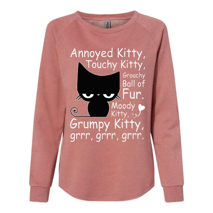 Angry Cat Kitten Lover Funny Attitude Fur Pet Owner Womens California Wash Sweatshirt