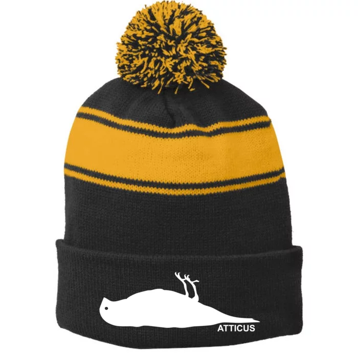 Atticus Crow Logo Stripe Pom Pom Beanie