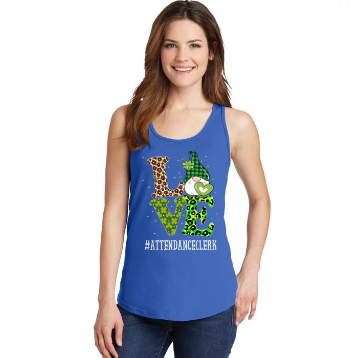 Attendance Clerk Love St Patricks Day Gnome Leopard Gift Ladies Essential Tank