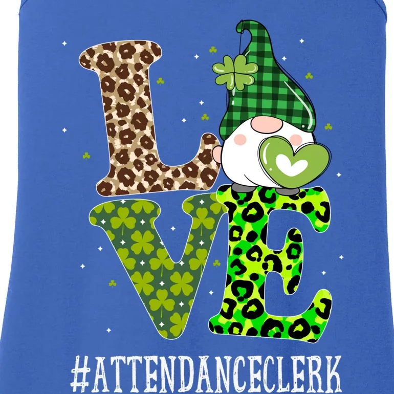 Attendance Clerk Love St Patricks Day Gnome Leopard Gift Ladies Essential Tank