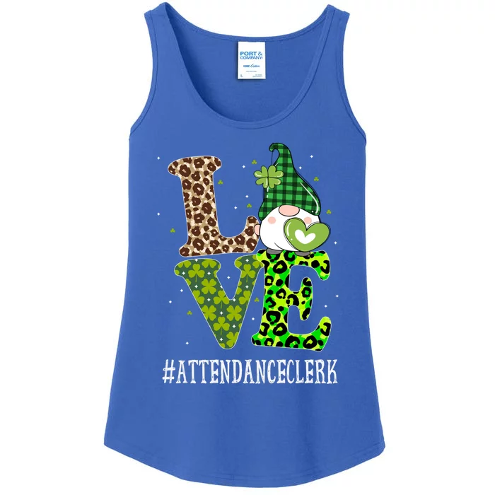 Attendance Clerk Love St Patricks Day Gnome Leopard Gift Ladies Essential Tank