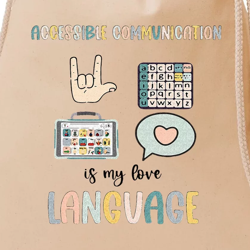 Accessible Communication Love Language AAC SLP Valentines Drawstring Bag