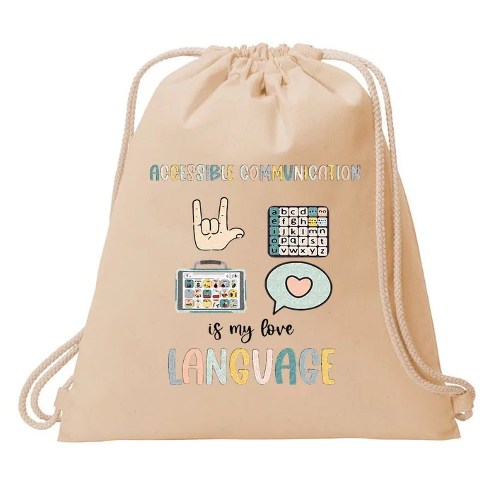 Accessible Communication Love Language AAC SLP Valentines Drawstring Bag