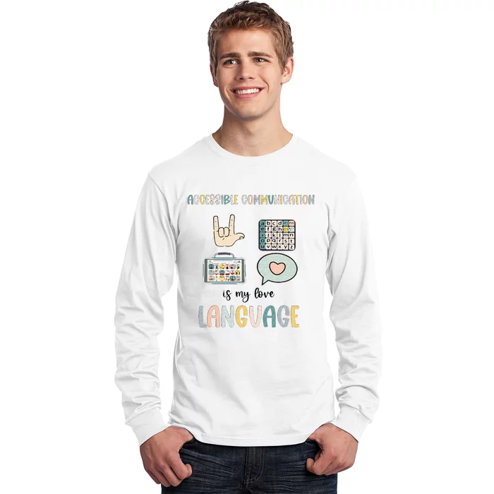 Accessible Communication Love Language AAC SLP Valentines Long Sleeve Shirt