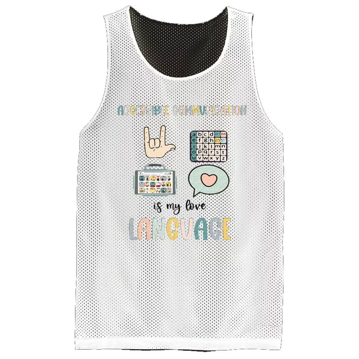 Accessible Communication Love Language AAC SLP Valentines Mesh Reversible Basketball Jersey Tank