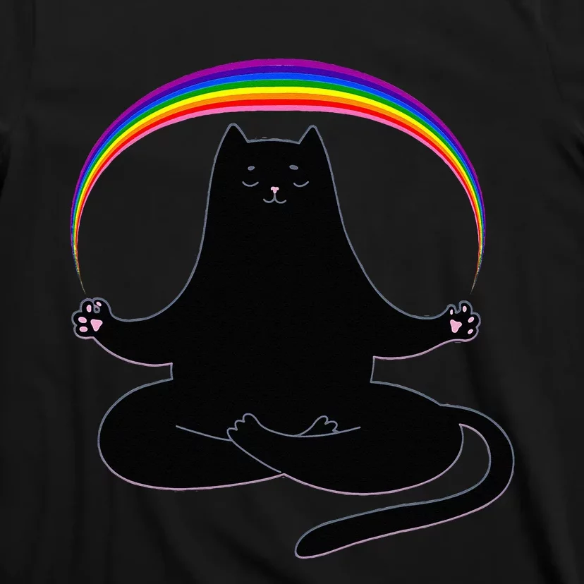 Ally Cat LGBT Gay Rainbow Pride Flag Funny Back Cat Lover T-Shirt