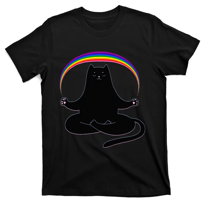 Ally Cat LGBT Gay Rainbow Pride Flag Funny Back Cat Lover T-Shirt