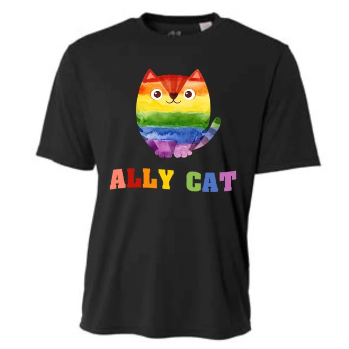 Ally Cat Lgbtq+ Ally Allies Cute Cat Pride Gift Cooling Performance Crew T-Shirt