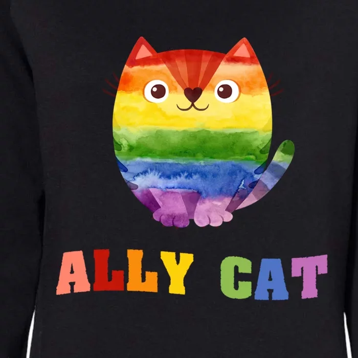 Ally Cat Lgbtq+ Ally Allies Cute Cat Pride Gift Womens California Wash Sweatshirt