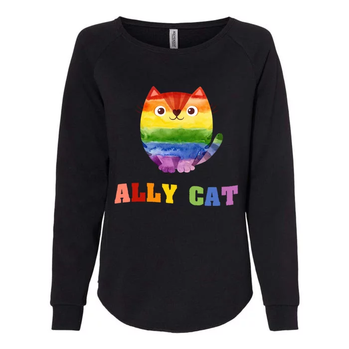 Ally Cat Lgbtq+ Ally Allies Cute Cat Pride Gift Womens California Wash Sweatshirt