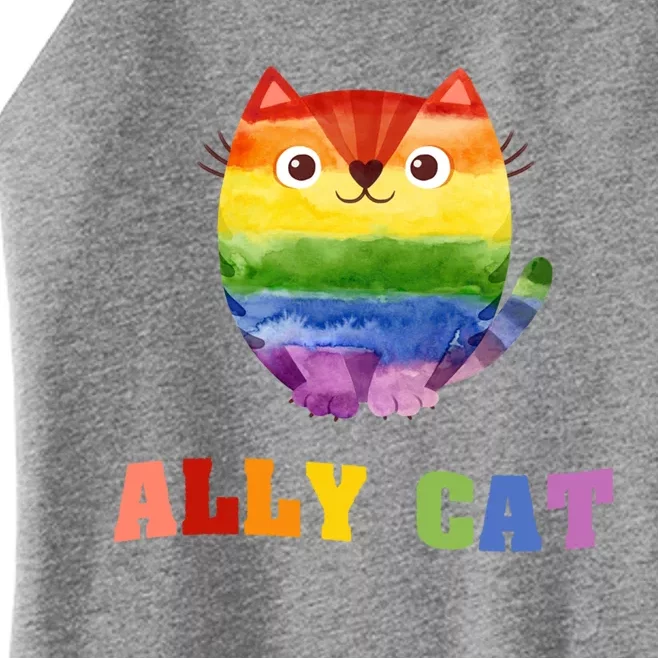 Ally Cat Lgbtq+ Ally Allies Cute Cat Pride Gift Women’s Perfect Tri Rocker Tank