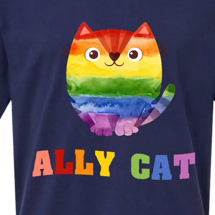 Ally Cat Lgbtq+ Ally Allies Cute Cat Pride Gift Sueded Cloud Jersey T-Shirt