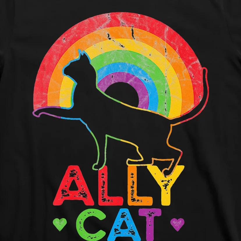 Ally Cat LGBT Pride Ally Cat With Rainbow T-Shirt