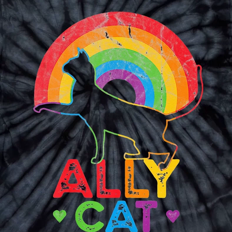 Ally Cat LGBT Pride Ally Cat With Rainbow Tie-Dye T-Shirt